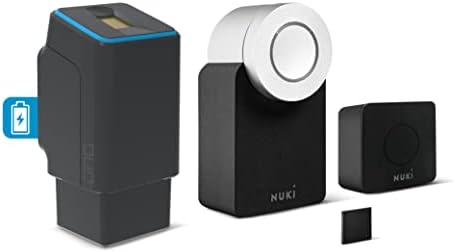 ekey uno Fingerprint schwarz mit Akku und Funk inkl. Nuki Combo 2.0 (Smart Lock + Bridge) - Akkubetriebenes Nachrüst-Set für alle gängigen Türen