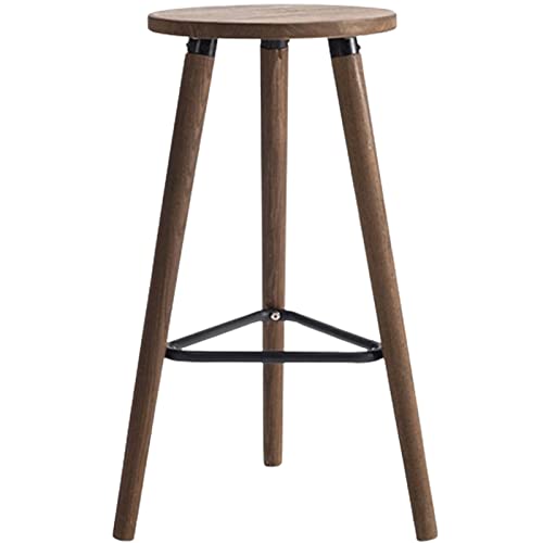 TTCHDPBX Banco Alto Taburete de Bar de Madera Maciza, Taburete de Bar Antiguo Vintage Industrial, Asiento Redondo de Altura 66 cm, sillas de Bar de fácil Montaje Desayunador