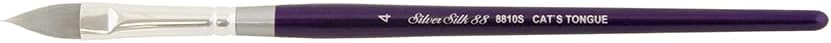 Silver Brush Limited 8810S Silver Silk Cats Tongue Brush for Watercolor, Gouache, and Acrylic Paint, Size 4, Short Handle