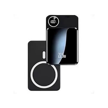 Carregador Portátil Magnético, Power Bank 10000mAh, Carregamento por Indução, Compatível com Magsafe, Preto