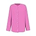 Womens Loose Buttons Down Blouse Tops Solid Casual Long Sleeve Shirt Blouse Quarter Length Sleeve Shirt (XXXL) P Pink