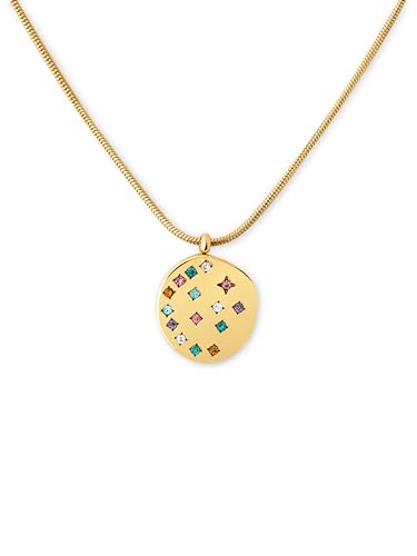 SINGULARU - Bling Rainbow Halskette. Edelstahl mit 18 Kt Vergoldeter Beschichtung und Zirkonia. Schmuck für Damen.