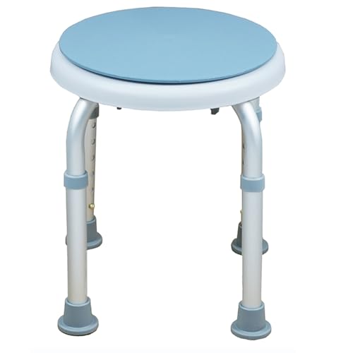 Gr8 Home 360° Rotating Round Bathroom Shower Stool Aluminium Swivel Chair Bath Seat With Non Slip Rubber Tips Adjustable Height For Elderly Disability Aid