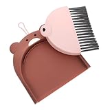 ULDIGI Kleiner Kehrbesen Satz „bär“ aus Robustem Kunststoff Kompaktes Handbesen und Kehrschaufel Satz in Braun für Zuhause Auto und Camping Platzsparend und Effizient für Kleine Räume