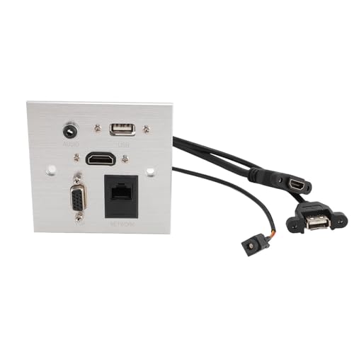 Enchufe Multimedia: Aleación de Aluminio USB HD VGA 3,5 mm Sonido RJ45 Enchufe de Pared de Red para Casa Hotel Oficina