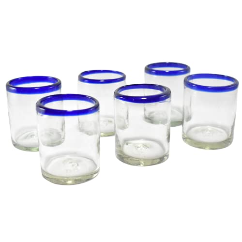 Set de 6 vasos de vidrio soplado con jarra miniatura 3