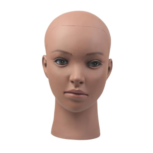 Cabeza de maniquí calva estable para moldear pelucas y exhibir gorros sin caídas 7