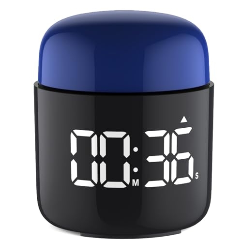 Large Display Digital Timer Stopwatch, Retro Manual Twist Table Count Down & Up Game Timer, Easy to use, Night Light Silent & Sound Timers for ADHD Study Work Kitchen Classroom Yoga Gym (Navy)