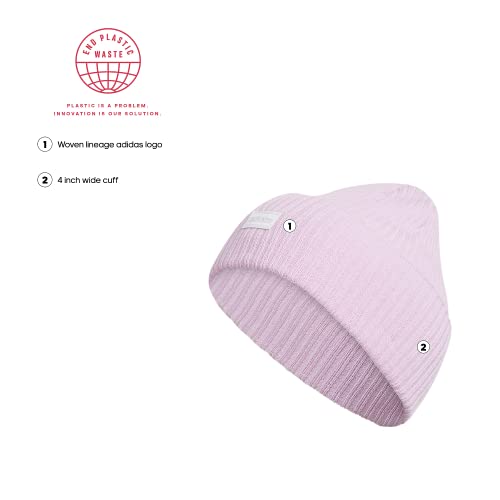 Bonnet adidas femme à grand revers réglable maille douce coloris lilas et gris - 2