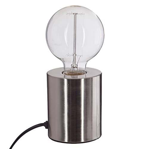 Atmosphera - Lampe socle Saba acier brossé - métal H11 cm