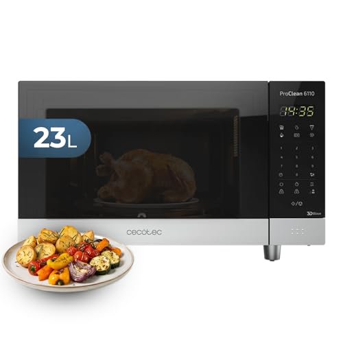 Cecotec Micro-ondes 23L Proclean 6010 Wave. 800W, Revêtement Ready2Clean pour un Meilleur Nettoyage, Capacité 23 Litres, Panneau de Contrôle et Technologie 3DWave, Commande Tactile, Noir