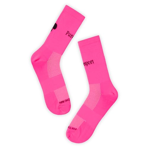 Puresport Performance Running Socks (Neon Pink, S/D), Moisture-Wicking Training Socks with Subtle Compression, Breathable & Durable, Optimal Support for Women & Men, Long-Distance Running, Gym, Hyrox