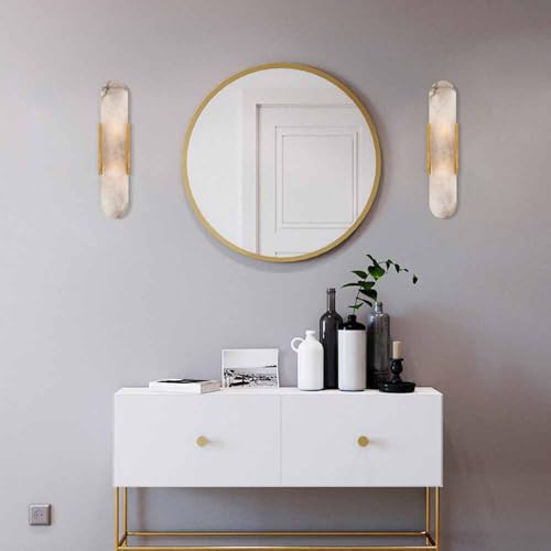 Natural Alabaster Wall Sconces Set of 2 Marble Wall Lamp Bathroom Vanity Light Fixtures Alabaster Sconce Lighting White Stone Wall Mount Lamp for Bedroom Living Room Hallway Stairs Kitchen