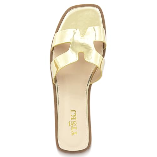 Image of Sandals for Women Dressy Comfortable Flat Open Toe Casual Cute Trendy Shoes Soft Leather Slip On Ladies Slides for Summer 2026