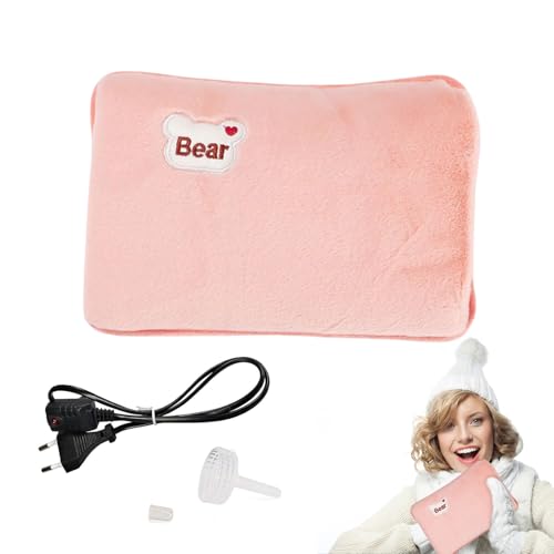 Elektrische Wärmflasche, Wiederaufladbare Wärmflasche, Händewärmer mit weichem Mikrofaser-Bezug,für Handwärmer und Fußwärmer, Rosa