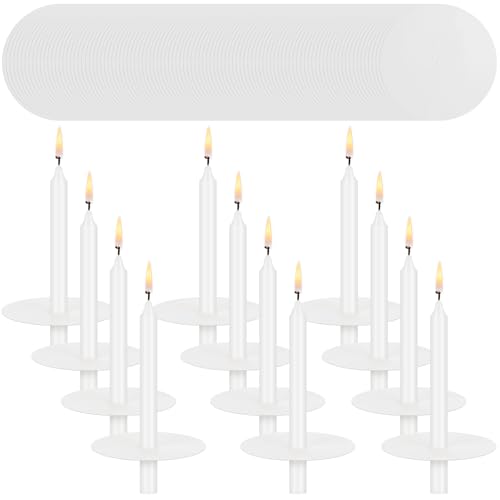 Bougies d'église blanches MTLEE lot de 100 avec protection anti-goutte 1,2x12,9 cm