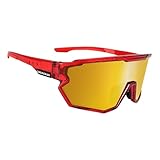 GIEADUN Polarized Sports Sunglasses Cycling Glasses Baseball Sunglasses with 3 lenses,Fishing,Ski Running Golf (RED, Large)