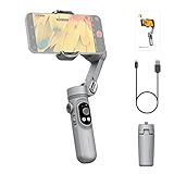 AOCHUAN Smart X スマホジンバル 3軸スタビライザー iPhone&Android対応 ミニ三脚付 ロック解除不要 ズーム制御 バッテリー交換できる APPアカウント不要 3段階調光 磁気バッテリーカバー デュアル1/4ネジ端子 スタンバイモード Vlog/旅行に最適