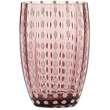 Zafferano Perle Glass Tumbler - Handmade Transparent Coloured Glass, cl 32 h 109mm d 71mm - Set 6 Pieces - Amethyst