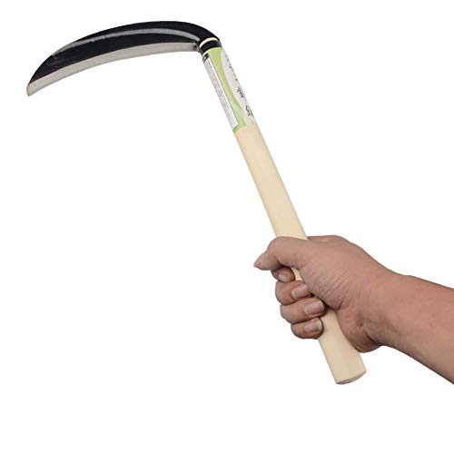 Japanese Steel Grass Sickle - Multipurpose Gardening Hand Sickle Weeding Sickle (Hardwood Handle)