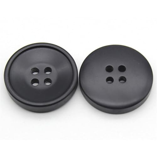 6 Pcs Resin Buttons 4 Holes Round Buttons for Coats, Jacket,DIY Sewing Supplies (Black, 18mm)