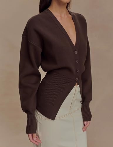 Cardigan Sweater for Women Oversized Deep V Neck Button Front Cardigan Fall Trendy Outfits4