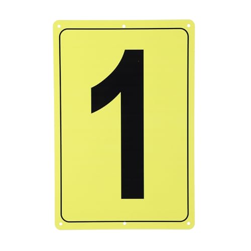 Número 1 de aluminio rectangular de 12x8 en color amarillo alta visibilidad PATIKIL