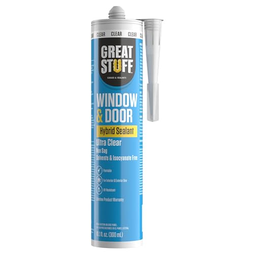 Great Stuff Window & Door Sealant Caulk Clear - Hybrid Polymer Sealant Paintable Caulk - 10.1 fl. oz