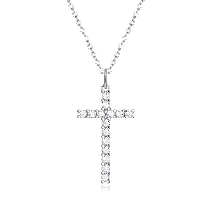 Divine 0.9 Carat Diamond Cross Necklace, VVS1 D Color, Pristine Craftsmanship in 14K White Gold - Elegant Expression of Faith and Luxury