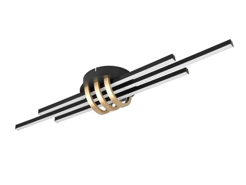 RL LIVE YOUR LIGHT Lampa sufitowa LED, ściemniana za pomocą przełącznika, czarno-złota, płaska, duża, szerokość 81 cm