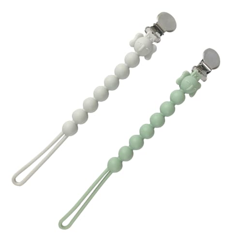 GXGM 2 Piezas Cadena Chupete de Silicona Cadena Chupete de Silicona para Niños Niñas Regalo Nacimiento Bautizo Bebé Cumpleaños Navidad