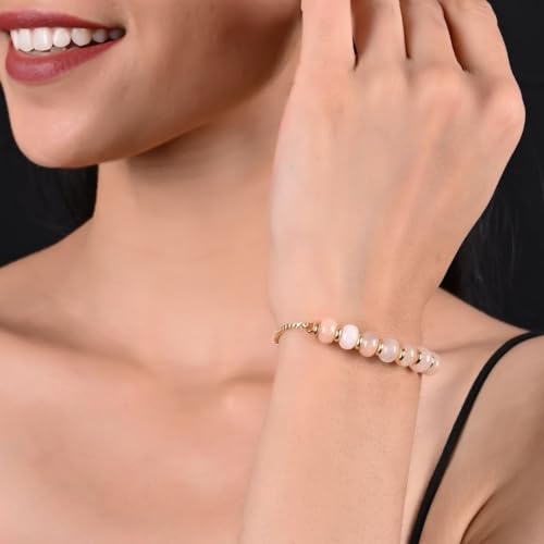 Gempires Natural Roundelle Beads Bracelet, 14k Yellow Gold Plated Handmade Jewerly, Adjustable Bracelets For Women2