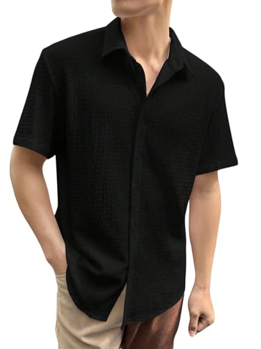 Image of DHRUVI TRENDZ Men's Poly Cotton Slim Fit Casual Shirt|Stylish Printed Formal|Half Sleeve Solid Shirt
