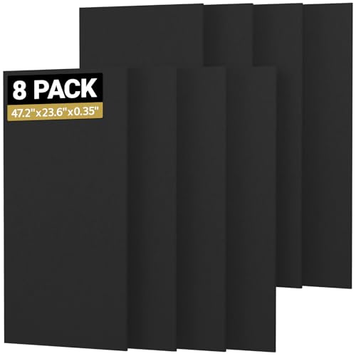 TONOR 8PCS Acoustic Panels, 47.2″ x 23.6″ x 0.35″, Full Self-Adhesive Soundproof Wall Panels, Sound Absorbing Panels for Noise and Echo Reduction, Acoustic Treatment for Studio, Home, Office, Black