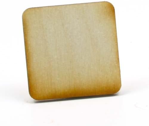 Mylittlewoodshop - Pkg of 100 - Square with Rounded Corners - 1 inch by 1 inch and 1/8 inch Thick Unfinished Wood(LC-SQRD03-100)