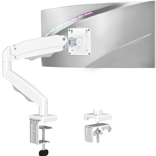 Image of Single Monitor Mount for 32 27 24 22 inch Screen, Monitor Arm Holds 4.4-22 lbs, Monitor Desk Mount, Gaming & Home Office Use, VESA 75x75mm & 100x100mm, Pro White