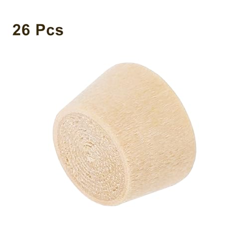 Image of uxcell 26Pcs Wood Button Plugs, 10mm /0.39 inch Flat Head Hardwood Screw Hole Plug Wooden Caps Buttons Wood Plug for Furniture Woodworking Craft Decor (11.5mm x 10mm)