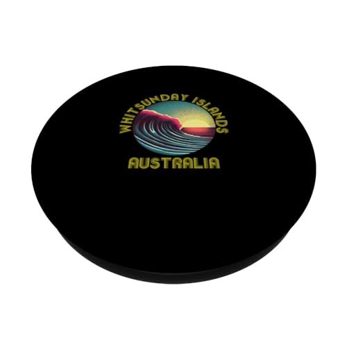 Retro Vintage Whitsunday Islands Clothing Whitsunday Islands PopSockets Swappable PopGrip, Black - Image 2