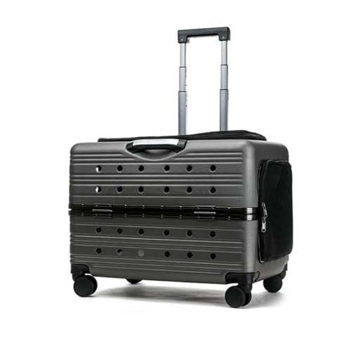 TAYTHI ペットベビーカー 4輪 スーツケース ペットトロリーケース 犬 猫 小型犬 中型犬 ハードキャリア 軽量 耐荷重10kg お出かけ 旅行 避難 通院 (グレー)