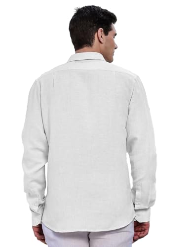 Image of Classic Black Linen Cotton Button-Down Shirt, Full Sleeves, Slim Fit, Casual Wear