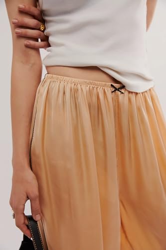 Women Y2k Lace Trim Pants Smocked Elastic Waist Long Bloomers Pant Ruffle Cropped Lounge Pajama Short Pants Slip3