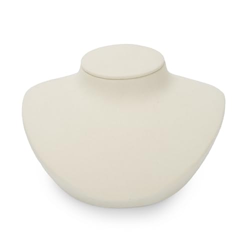 Présentoir pour bijoux buste collier en microfibre blanc Oirlv TT16406