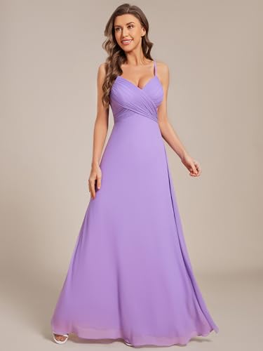Image of Ever-Pretty Women's Summer Backless Spaghetti Strap Chiffon Bridesmaid Dresses Empire Waist Formal Wedding Guest Dress