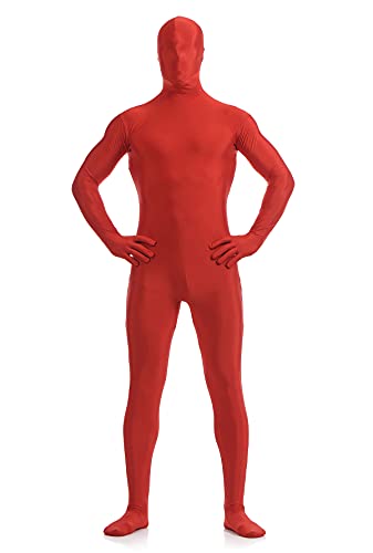unbrands HNASUIT Mens Spandex Zentai Suit Full Body 2nd Skin Tight Suit Costume Stretchy Unitard Bodysuit for Halloween Cosplay Red,M