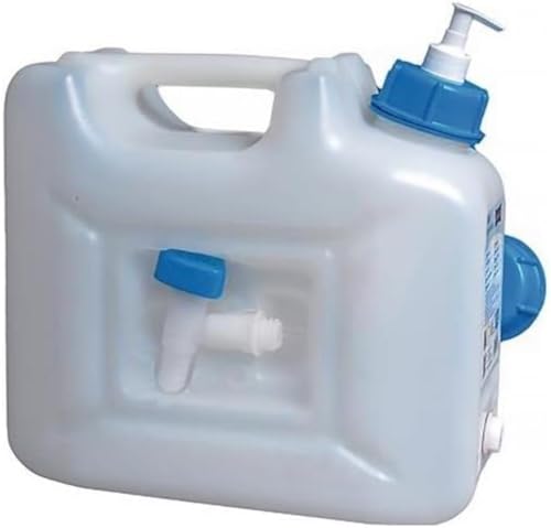 hünersdorff | 816512 Hygiene Kanister | 12l Wasserkanister inkl. 250ml Seifenspender + Ablasshahn | natur, Weiß