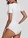 ANRABESS Bodysuits for Women V Neck Short Sleeve Body Suit Tops Slim Fit Ribbed Knit Soft Basic T-Shirts 2026 Summer Outfits White Medium