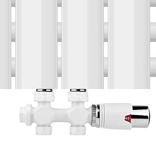 S SIENOC H- Ventil Anschlussgarnitur Mittelanschluss/ Radiator Valves Thermostat Für Badheizkörper Mit Zweirohr System(Weiße Eckform+Durchgang 2in1 H- Ventil)-5