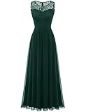 Dressystar 0046 Abendkleid Basic Chiffon Spitzen Ärmellos Brautjungfernkleider Bodenlang Grün L