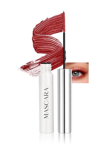 Jutqut Ultra Fine Rot Mascara, Waterproof Long-lasting Red Wimperntusche Lange Wimpern, Wasserfest Wischfest Mascara Cream mit Silk Fiber, Volumen & Definition Nicht klumpender (#11 Rot)
