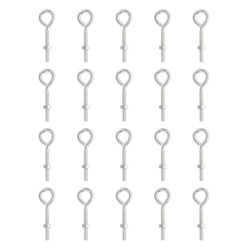 PATIKIL Bulloni Ad Occhio M4x30mm Con Dadi, 20 Pezzi Bulloni Ad Occhio A Spalla Oscillante Per Sollevamento Bullone Filettato In Acciaio Al Carbonio Per Cavi Fili Luci Appese